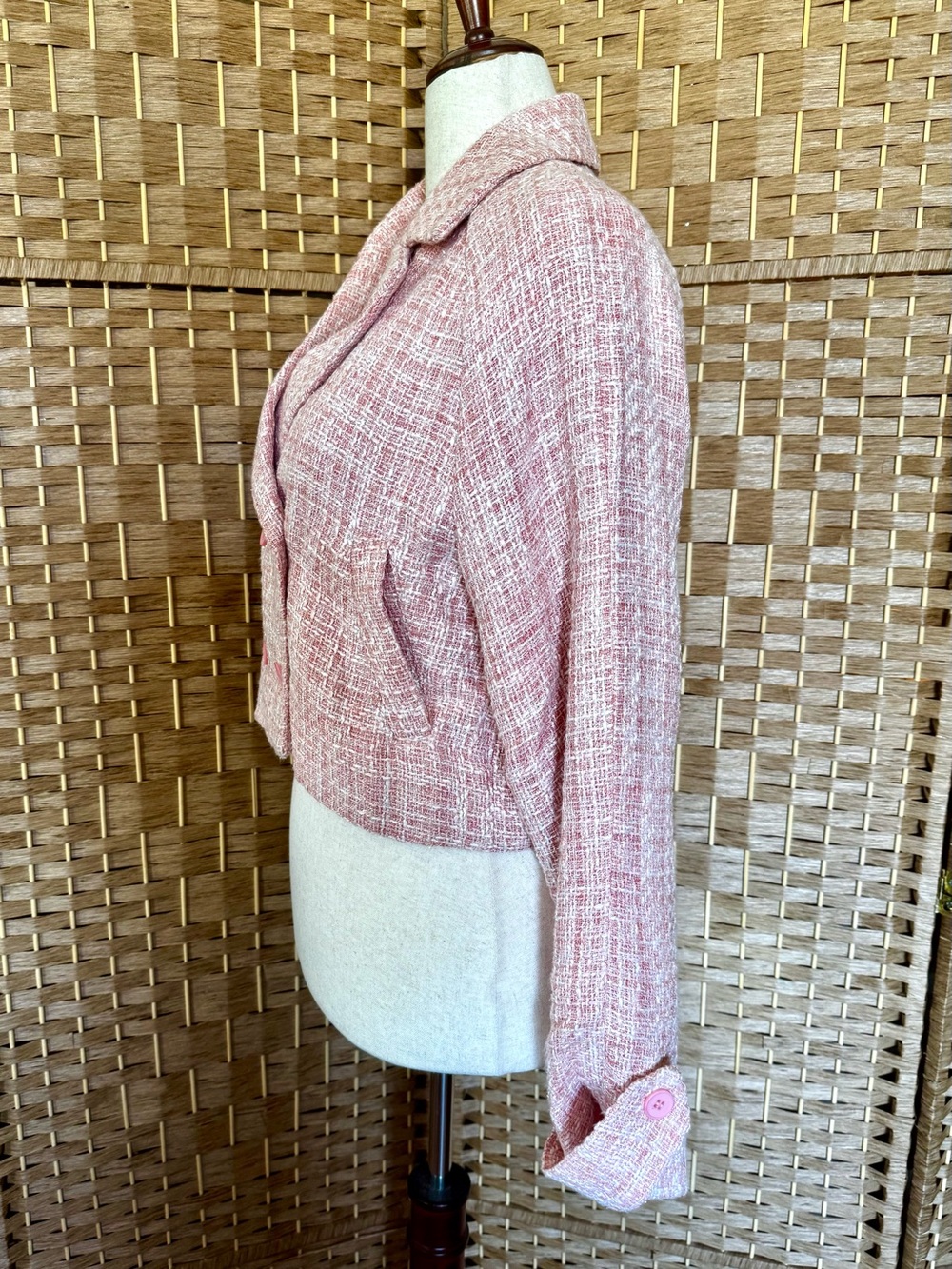 NWT Area Stars pink & ivory Ursula tweed
cropped jacket L - Picture 10 of 15
